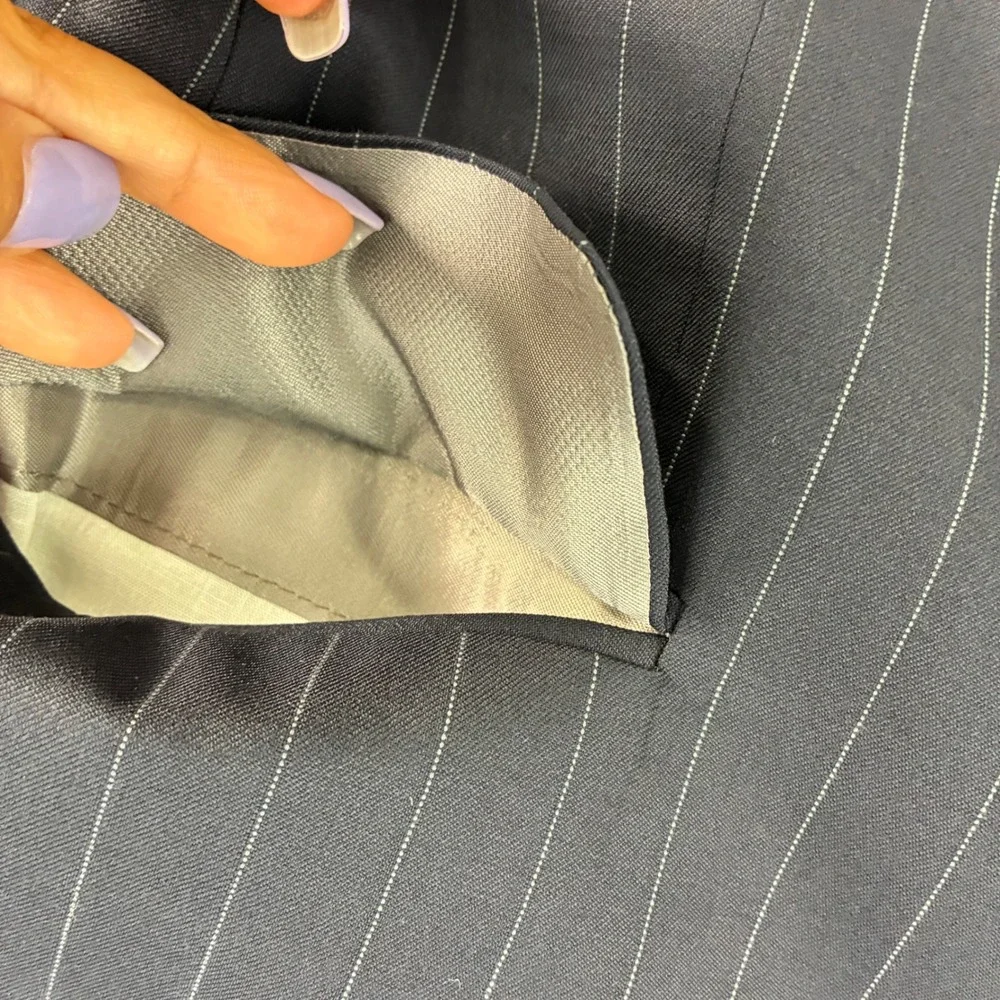 Jack Victor Von Maur Mens 42R Navy Pinstripe‎ Wool Two Button Blazer Jacket